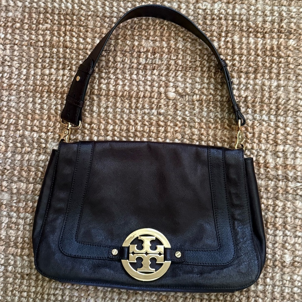 EUC Tory Burch, Leather Shoulder Bag, Chocolate Brown